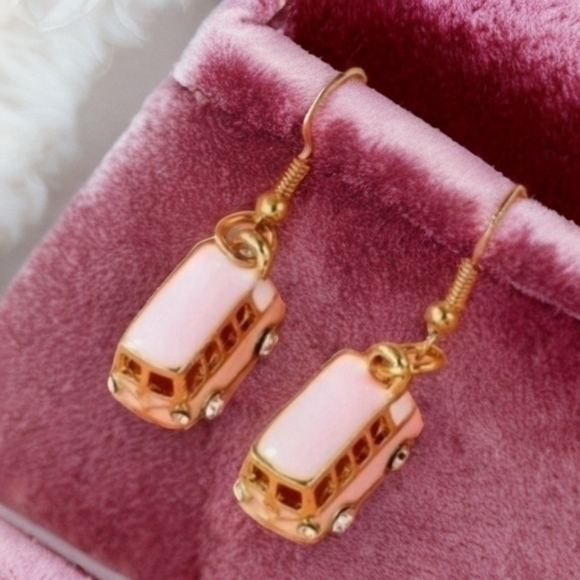 BETSEY JOHNSON PINK BUS EARRINGS - Picture 3 of 4
